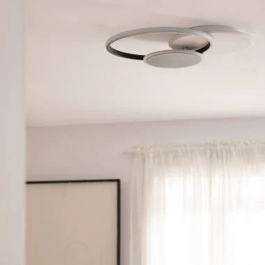 QUENIVO platte LED plafondlamp in wit met zwart, afbeelding 2