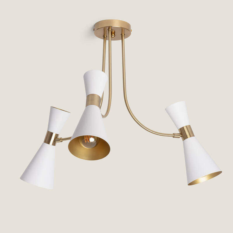 DILARO plafondlamp met drie spots op ronde plaat 60 cm in wit