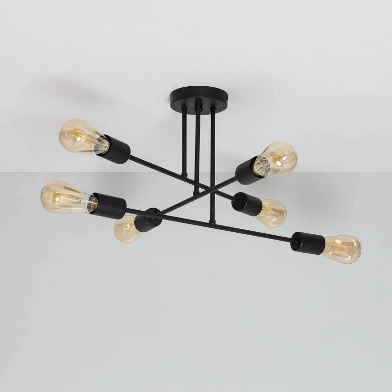 SILDANO matzwarte plafondlamp met zes spots, afbeelding 1
