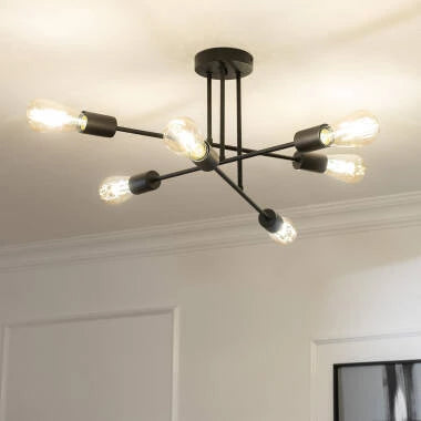 SILDANO matzwarte plafondlamp met zes spots, afbeelding 3