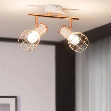 CASNIVO koperkleurige plafondlamp met twee richtbare spots, afbeelding 2