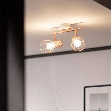CASNIVO koperkleurige plafondlamp met twee richtbare spots, afbeelding 3