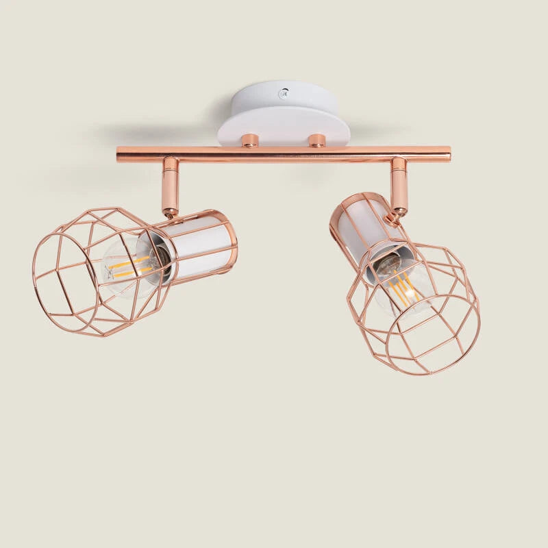 CASNIVO koperkleurige plafondlamp met twee richtbare spots, afbeelding 1