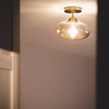 FELTARO plafondlamp van ijzer met glazen kap, afbeelding 3