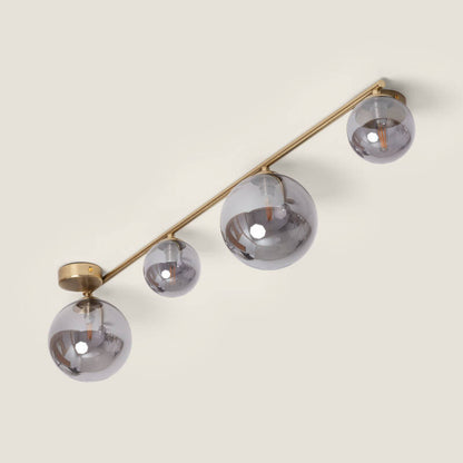 NONTARO plafondlamp met vier glazen bollen in rookgrijs