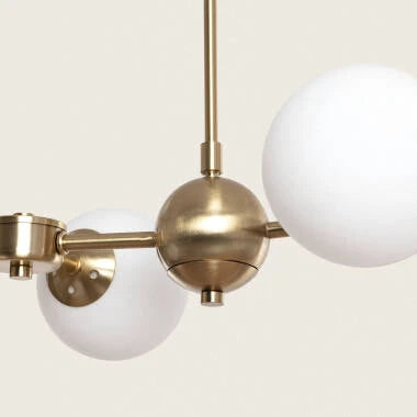 MIRSARO plafondlamp van metaal en glas met tien lichtpunten in goud, foto 3