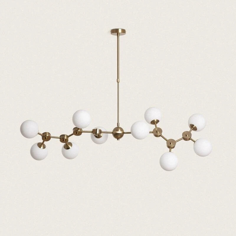 MIRSARO plafondlamp van metaal en glas met tien lichtpunten in goud