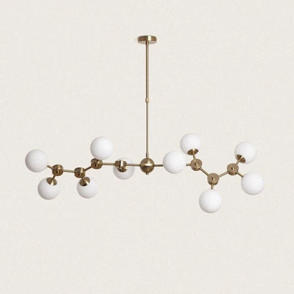 MIRSARO plafondlamp van metaal en glas met tien lichtpunten in goud