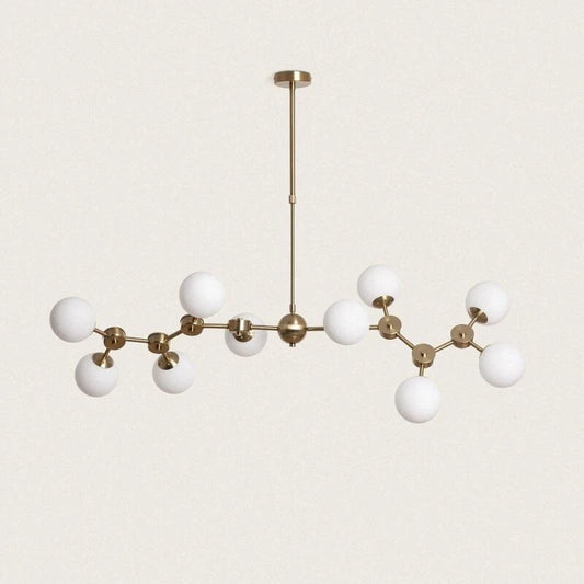 MIRSARO plafondlamp van metaal en glas met tien lichtpunten in goud
