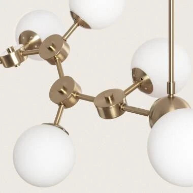 MIRSARO plafondlamp van metaal en glas met tien lichtpunten in goud, foto 2