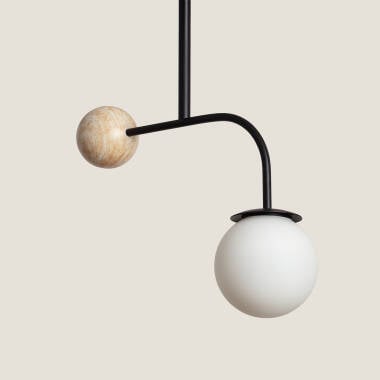 DROSARO asymmetrische plafondlamp van metaal en travertijn 61 cm, afbeelding 3