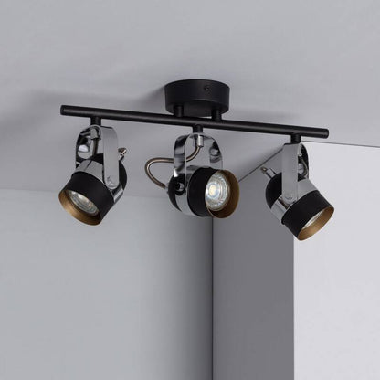 MURTARO verstelbare plafondlamp van aluminium met drie spots in zwart