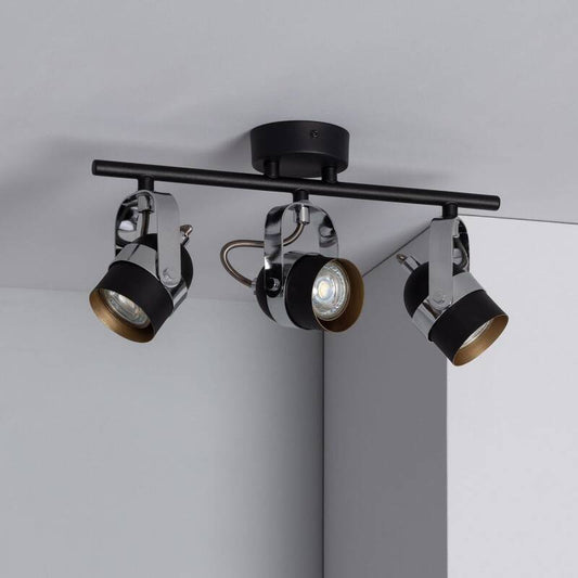 MURTARO verstelbare plafondlamp van aluminium met drie spots in zwart