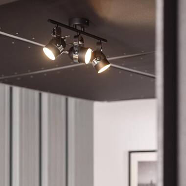 MURTARO verstelbare plafondlamp van aluminium met drie spots in zwart, foto 2