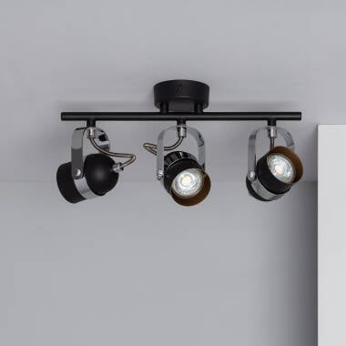 MURTARO verstelbare plafondlamp van aluminium met drie spots in zwart, foto 5