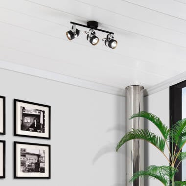 MURTARO verstelbare plafondlamp van aluminium met drie spots in zwart, foto 4