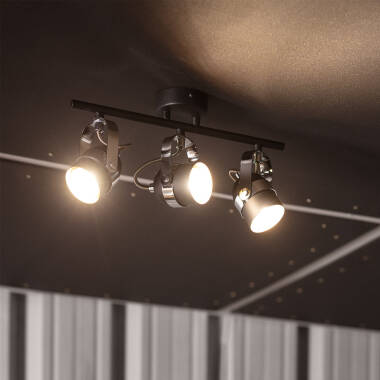 MURTARO verstelbare plafondlamp van aluminium met drie spots in zwart, foto 3