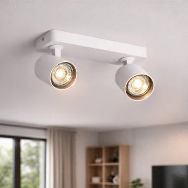 PILTIVO witte plafondbalk van aluminium met twee richtbare spots