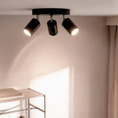 LINDAVO ronde plafondlamp met drie verstelbare spots