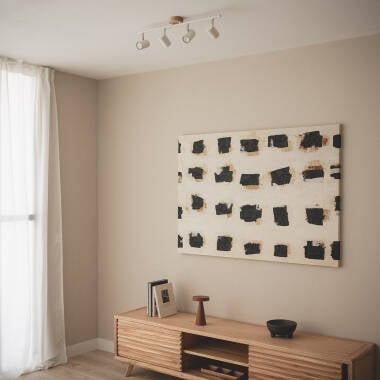CERNARO plafondlamp met vier richtbare spots van hout en metaal, afbeelding 4