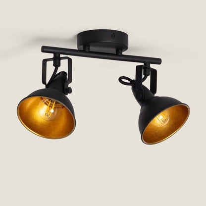 BRELNIVO zwarte plafondlamp met twee richtbare spots