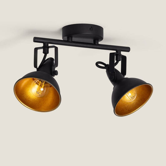 BRELNIVO zwarte plafondlamp met twee richtbare spots