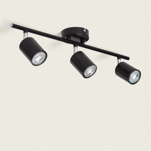 GOSTARO richtbare plafondlamp van metaal met drie spots in zwart