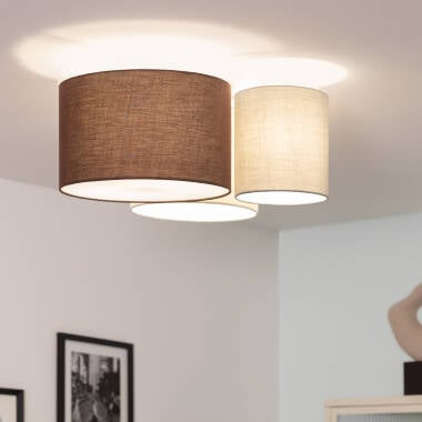 KOVRARO plafondlamp met drie textielen kappen, meerkleurig, foto 2