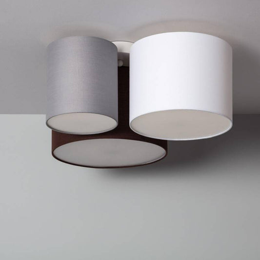 KOVRARO plafondlamp met drie textielen kappen, meerkleurig