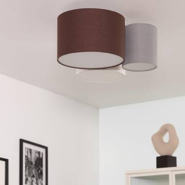 KOVRARO plafondlamp met drie textielen kappen, meerkleurig, foto 3