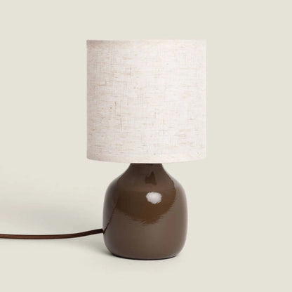 LOMDARO tafellamp van keramiek 25,5 cm in bruin, afbeelding 1