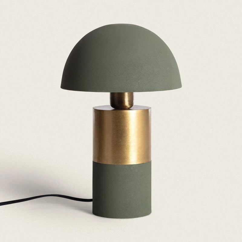 MERZARO metalen tafellamp met halfbolvormige kap 32 cm in olijfgroen, afbeelding 1