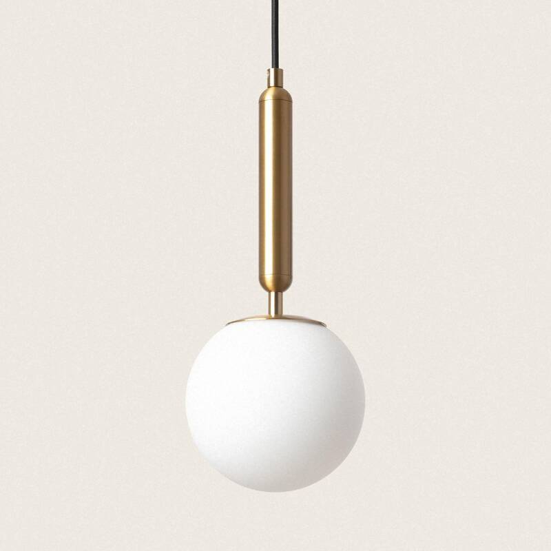MURVANO hanglamp in goud met glazen bol, vooraanzicht