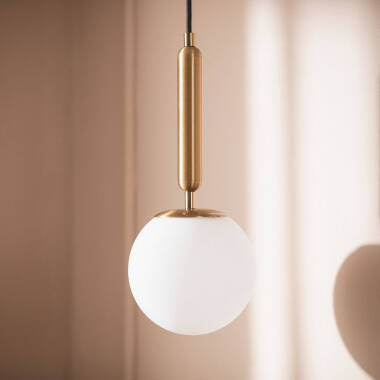 MURVANO hanglamp goud, detail van de glazen bol