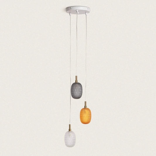 ONDRAVO hanglamp met drie gekleurde glazen kappen