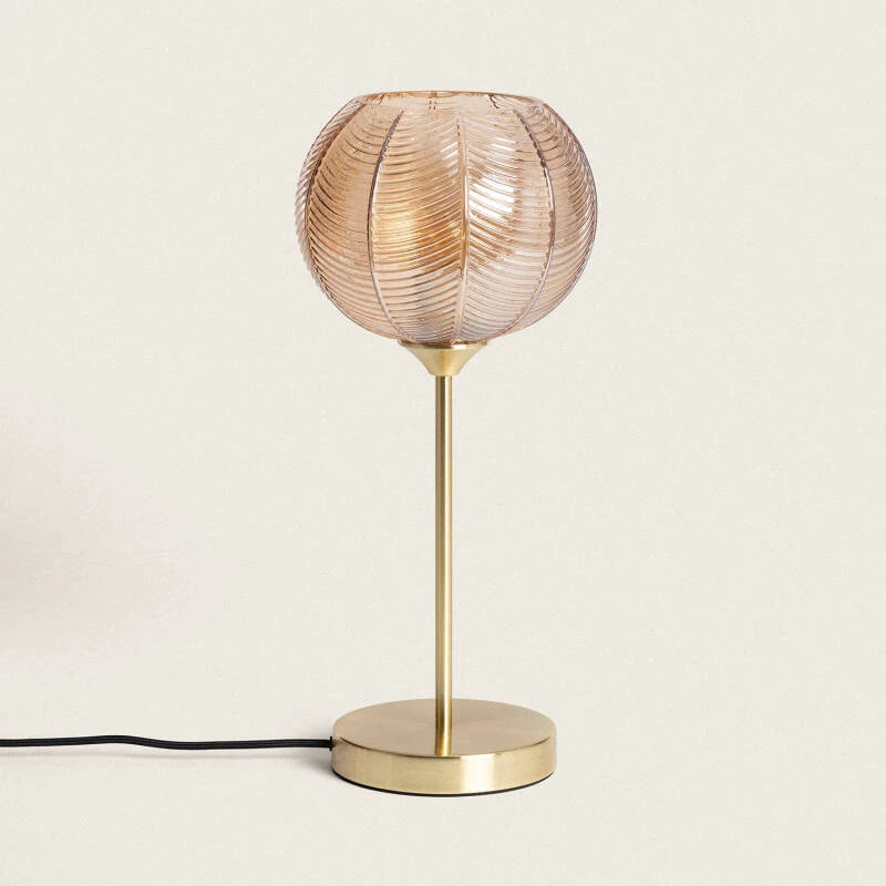 PELGARO tafellamp met glazen bolkap 45,5 cm in amber, afbeelding 1