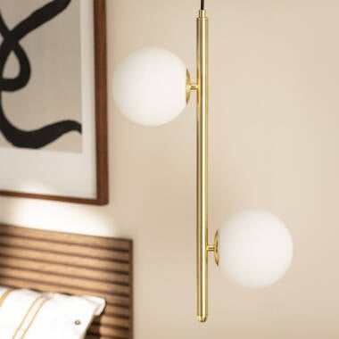 PELNARO hanglamp goud, detail van een glazen kap