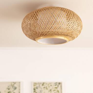 TANSARO ronde plafondlamp van bamboe 40 cm, afbeelding 2