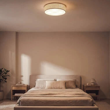 CAMBRANO ronde plafondlamp van raffia