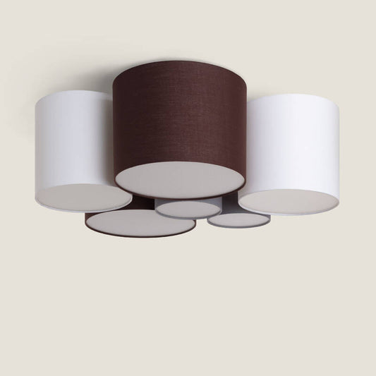 KLIMARO plafondlamp met zes textielen kappen, meerkleurig