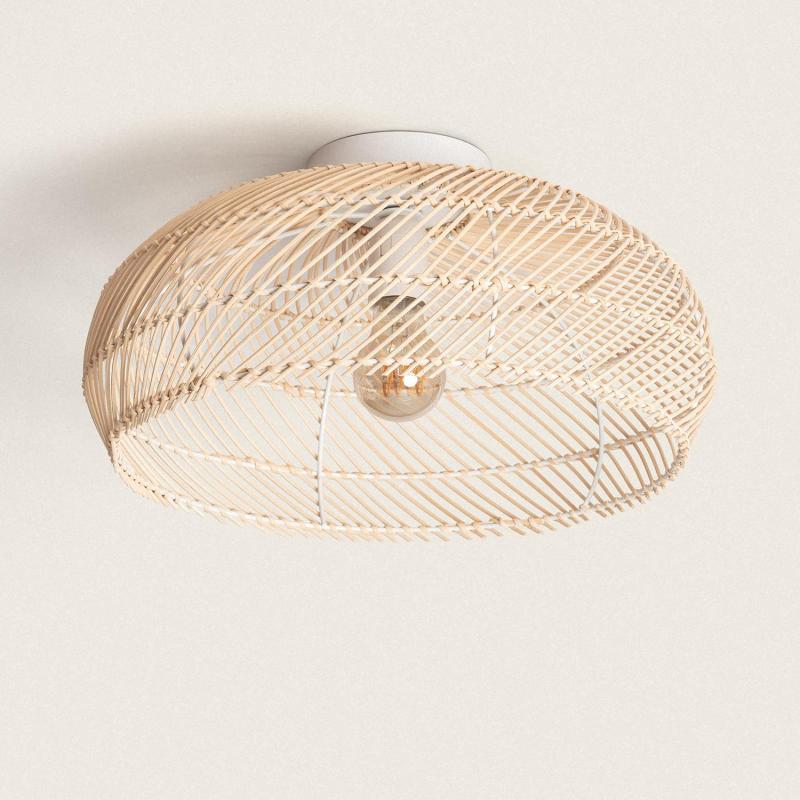 MARTARO ronde plafondlamp van gevlochten bamboe 40 cm in natuurlijk