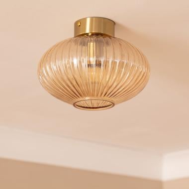 LOMTIVO plafondlamp van metaal met amberkleurige glazen kap, afbeelding 2