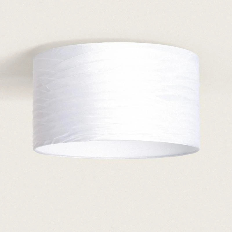 GRUSTARO ronde plafondlamp met witte stoffen kap