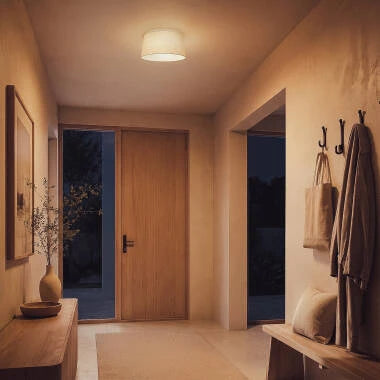 OSTIVO ronde witte plafondlamp van stof, afbeelding 2