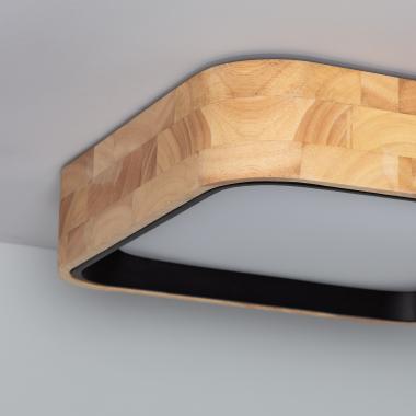 HOSTIVO vierkante LED plafondlamp van hout in het zwart