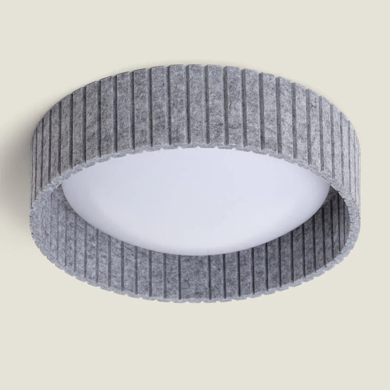 WOSTARO ronde grijze LED plafondlamp met viltafwerking
