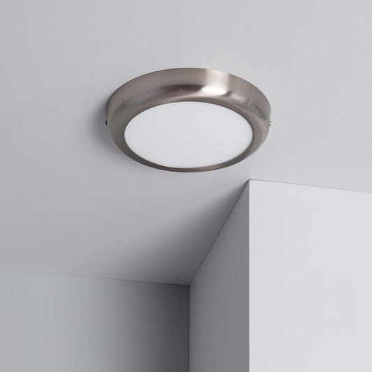 NERKIVO platte ronde LED plafondlamp van aluminium in zilver