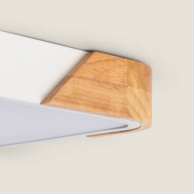 ORVIVO vierkante LED plafondlamp met houten rand, afbeelding 5