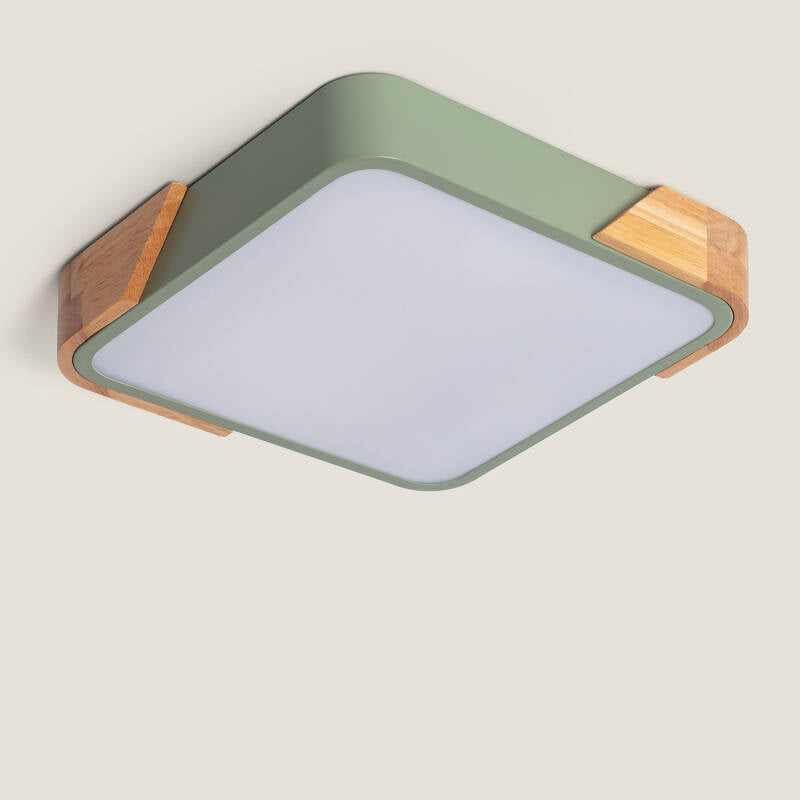ORVIVO vierkante LED plafondlamp met houten rand, afbeelding 13