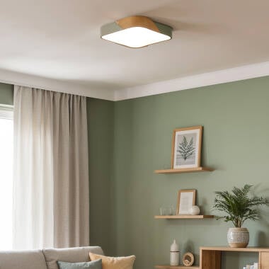 ORVIVO vierkante LED plafondlamp met houten rand, afbeelding 14